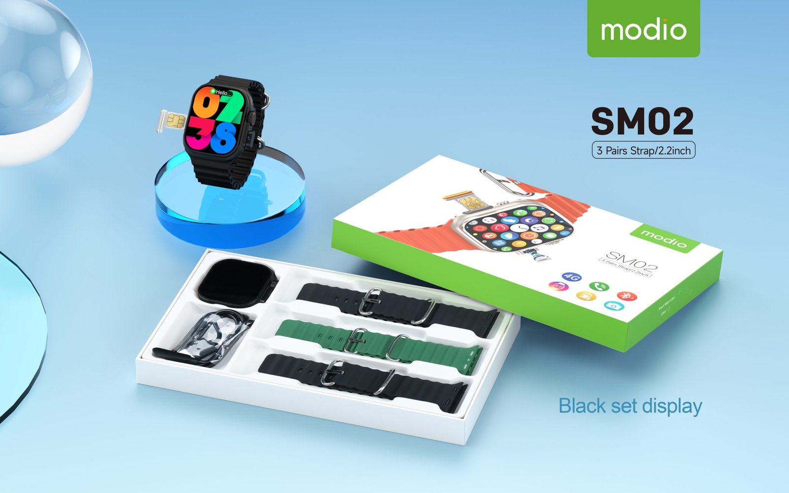 Modio SM03 - Smartwatch avec SIM, Appel HD & Camera – Image 3