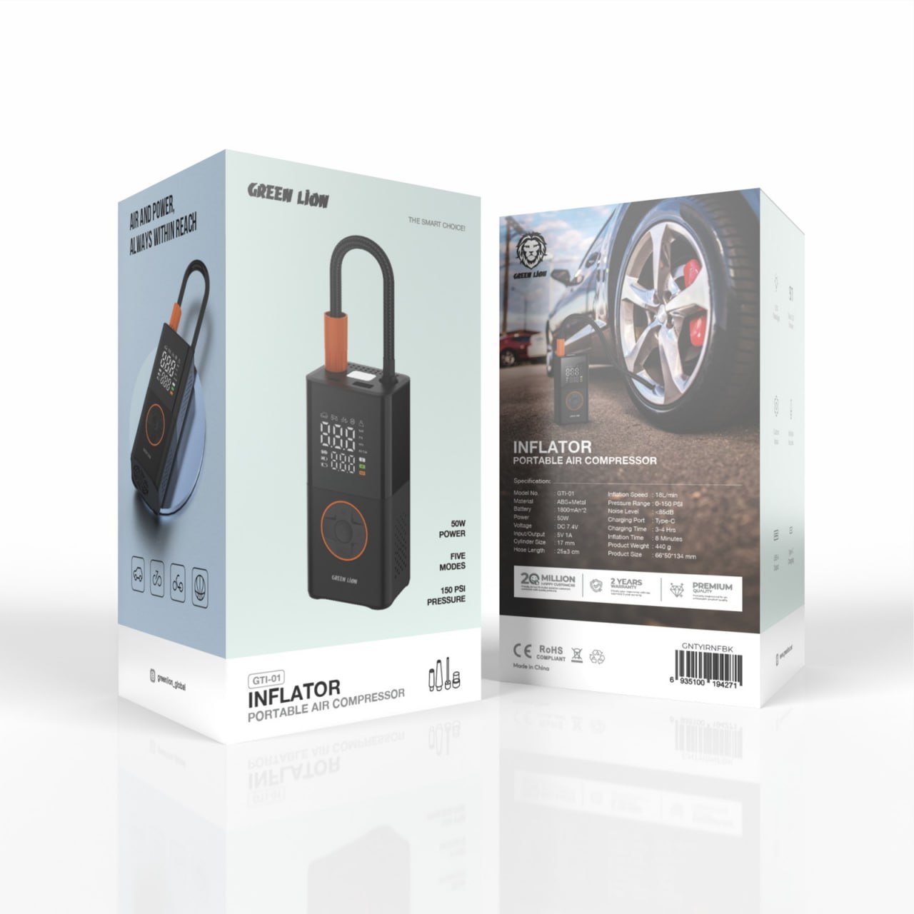 Green Lion Pompe Air Compresseur Batterie Portable GTI-01 – Image 4